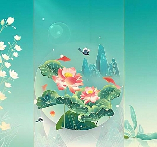 朵朵荷花盛开在池塘中,花瓣层层叠叠