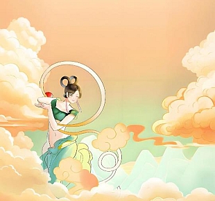 祥云色彩斑斓,形态各异,有的像一朵朵盛开的莲花